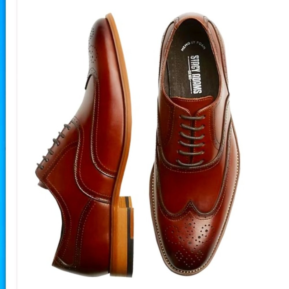 Stacy Adams Dunbar Wingtip Oxfords, Tan Size 11.5   Like New Condition